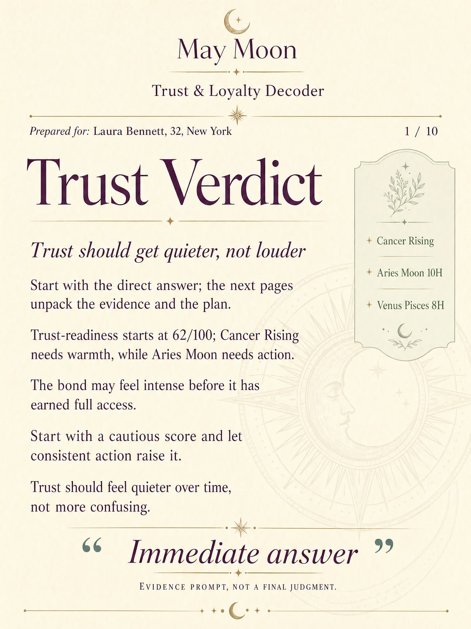 Real generated trust match decoder report preview page