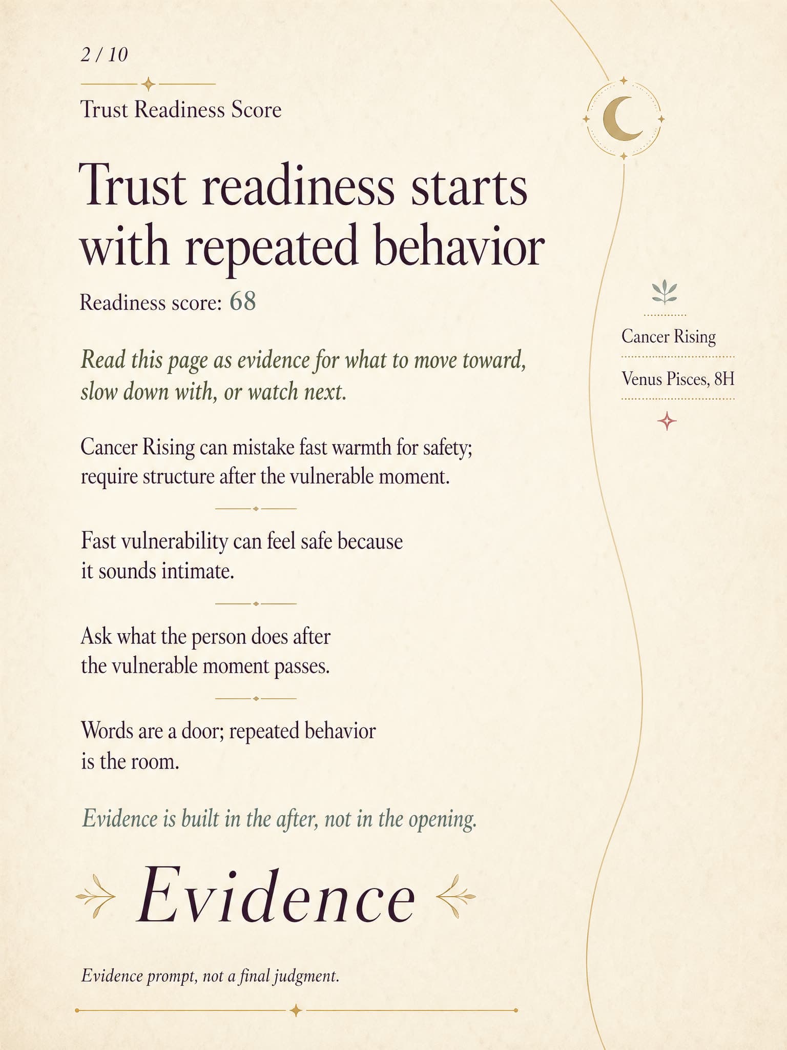 Trust Readiness Score page from the latest May Moon Trust & Loyalty Decoder generated report preview.