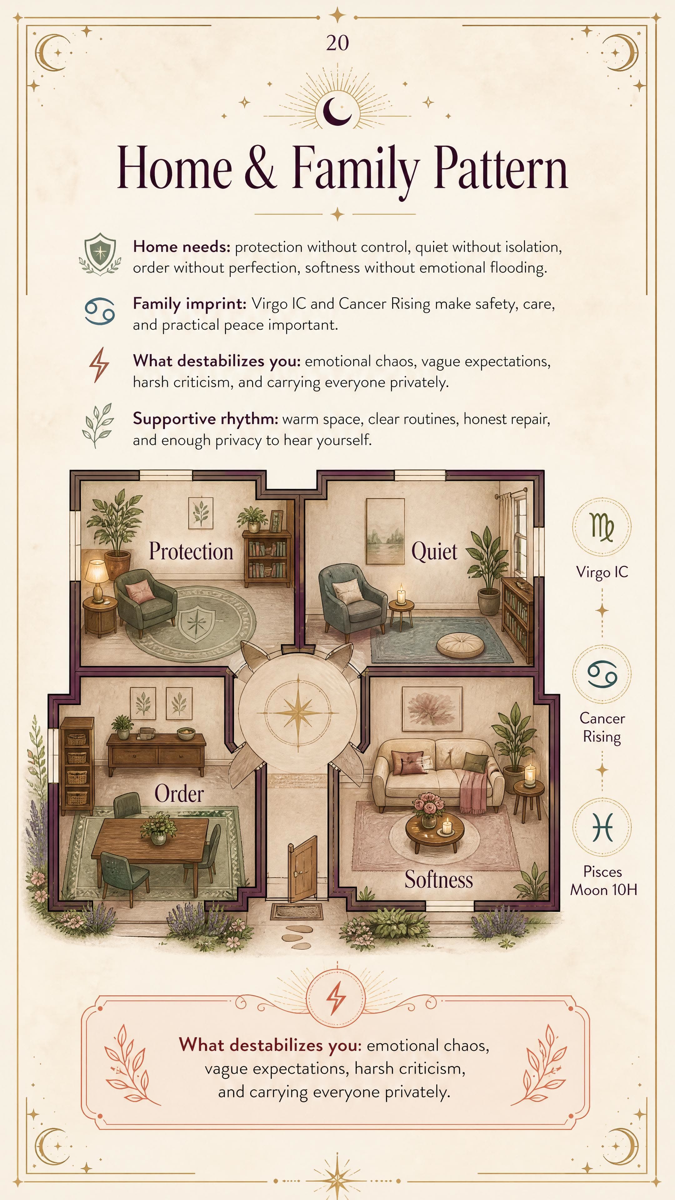 Home & Family Pattern for Kate, a personalized astrology life map page.