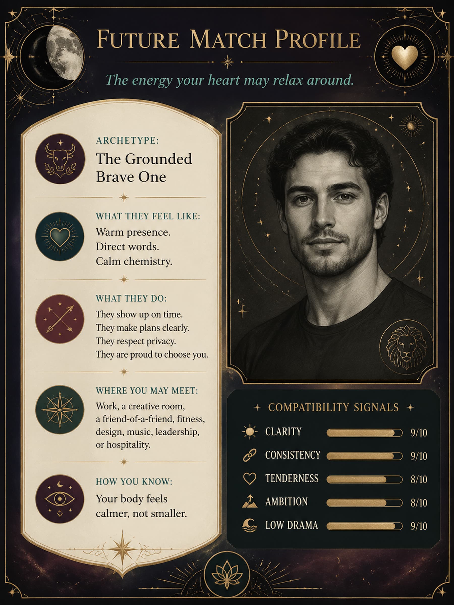Future Match Profile for Maya, a personalized May Moon visual report preview.